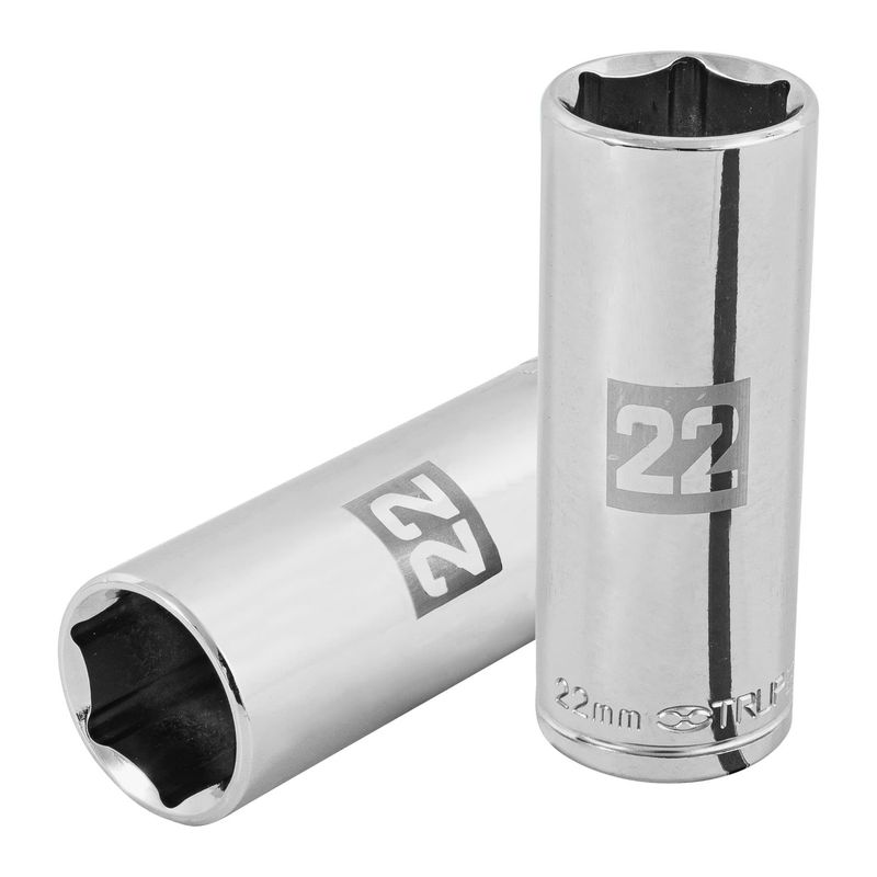 TRUPER - Copa Estándar Larga 22 Mm De 6 Puntas, Cuadrante De 1/2" Truper