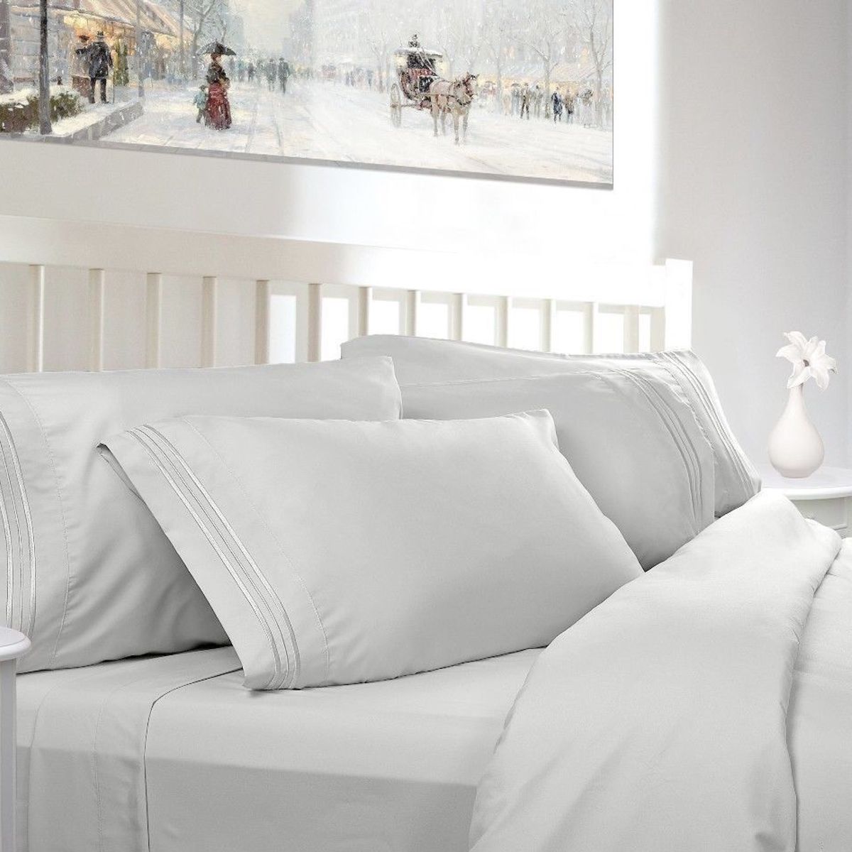 BEDLIFE - Juego De Sábanas Sencillo Blanca 1.800 Hilos Bedlife