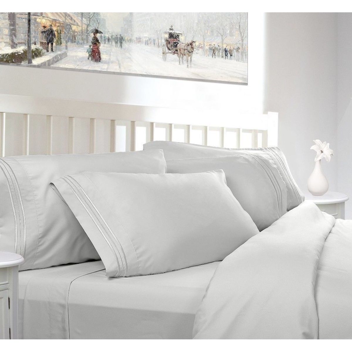 BEDLIFE - Juego De Sábanas Sencillo Blanca 1.800 Hilos Bedlife