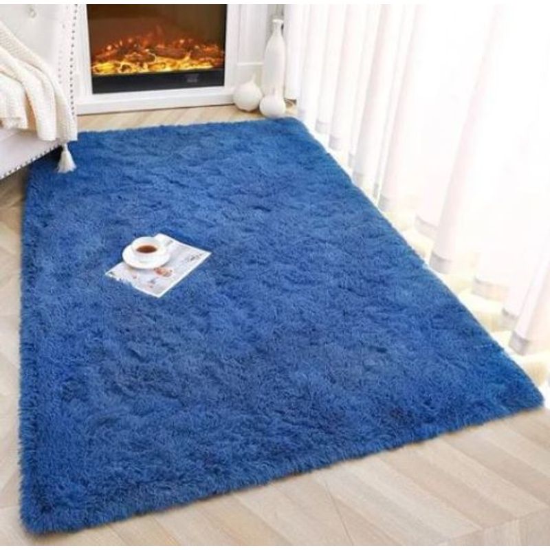 FEEL GREEN - Tapete alfombra peluda Azul Rey - tapete de peluche - 100 × 150 cm