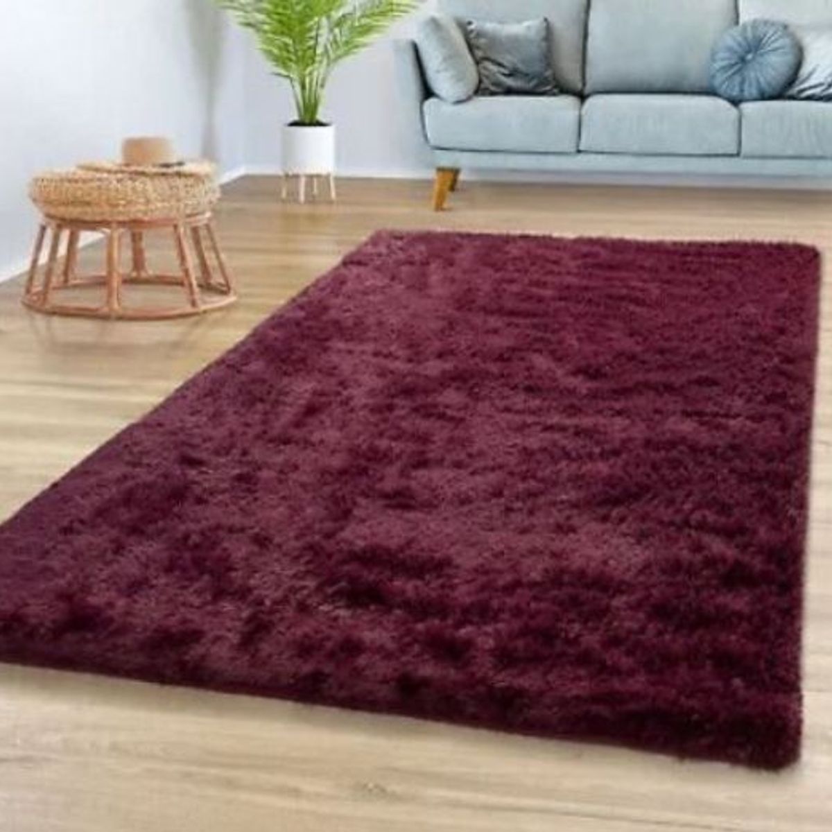 FEEL GREEN - Tapete Alfombra Peluda Bordo  - tapete de peluche - 100 × 150 cm