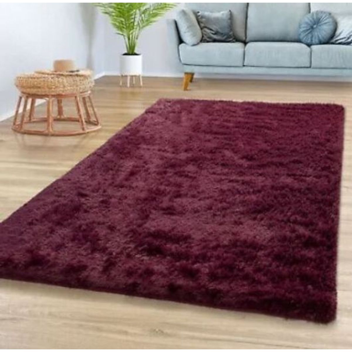 FEEL GREEN - Tapete Alfombra Peluda Bordo  - tapete de peluche - 100 × 150 cm