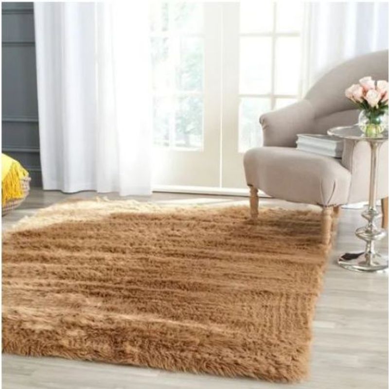 FEEL GREEN - Tapete alfombra peluda Camel - tapete de peluche - 100 × 150 cm