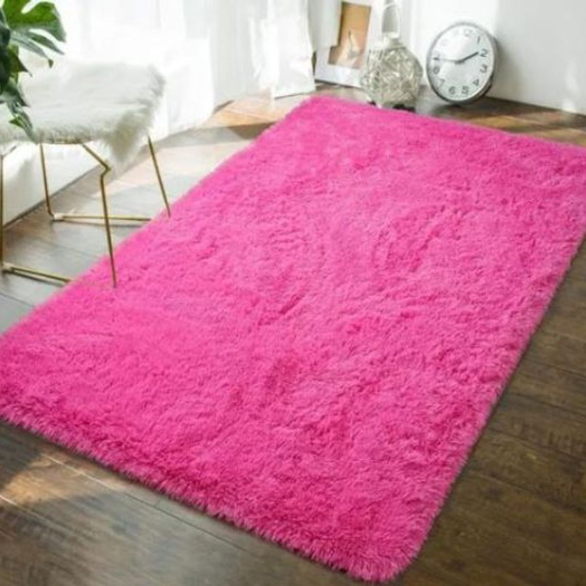 FEEL GREEN - Tapete alfombra Fucsia - tapete de peluche -  150 × 100 cm