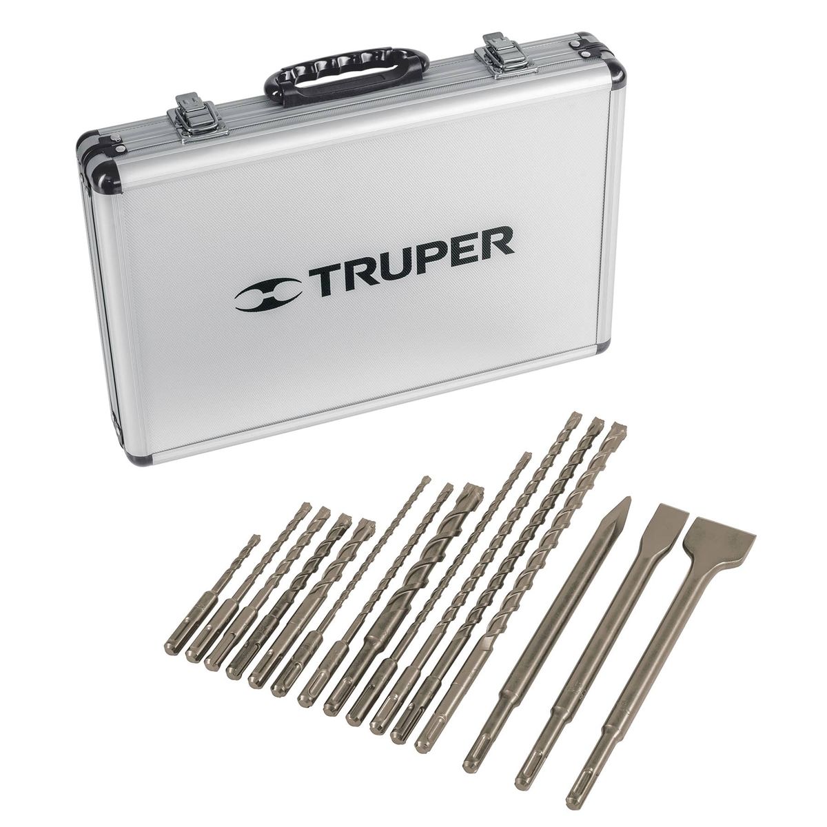 TRUPER - Juego De Brocas Y Cinceles Sds Plus De 15 Piezas Con Estuche Truper
