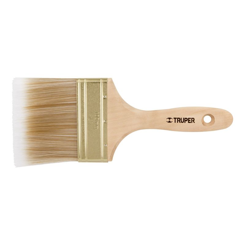 TRUPER - Brocha De 4" Con Cerdas Sintéticas Y Mango De Madera Truper