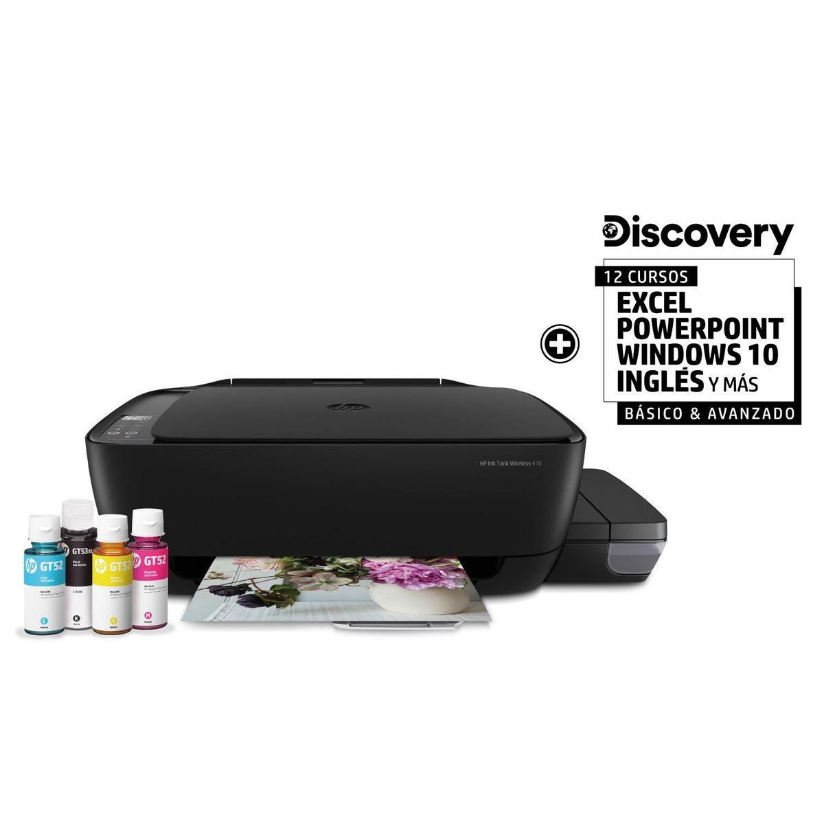 HP - Impresora Multifuncional Wifi con Tanque de Tinta Hp 415 + Curso de Office e Inglés 