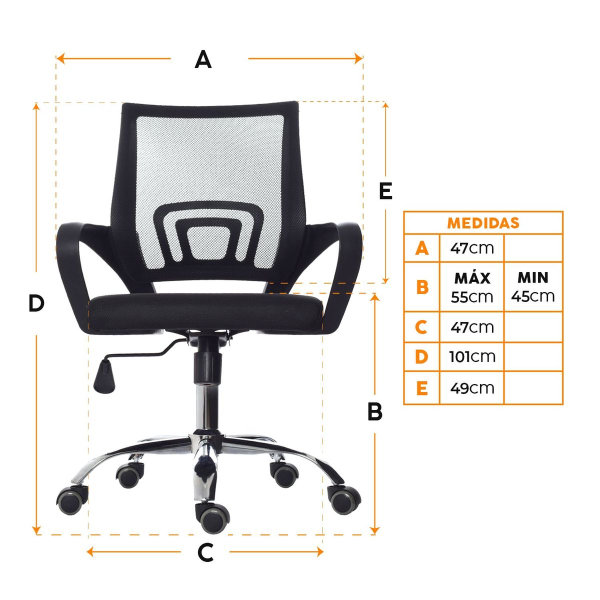 BONNO - Silla Giratoria Oficina Atlantis Negra XJ Bonno