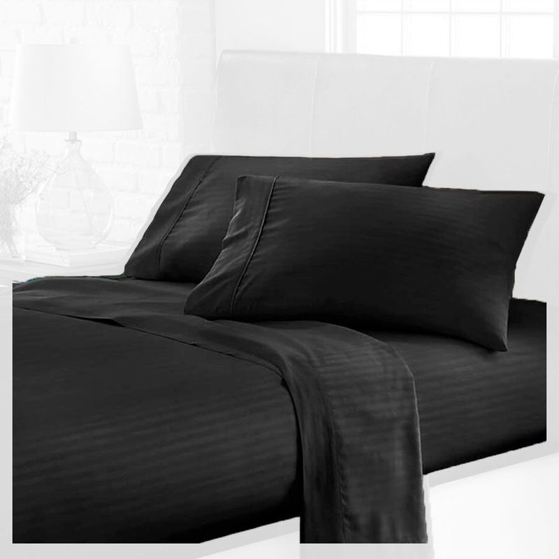 LENCICOL - Juego de Sabana Doble 35cm Altura Negro