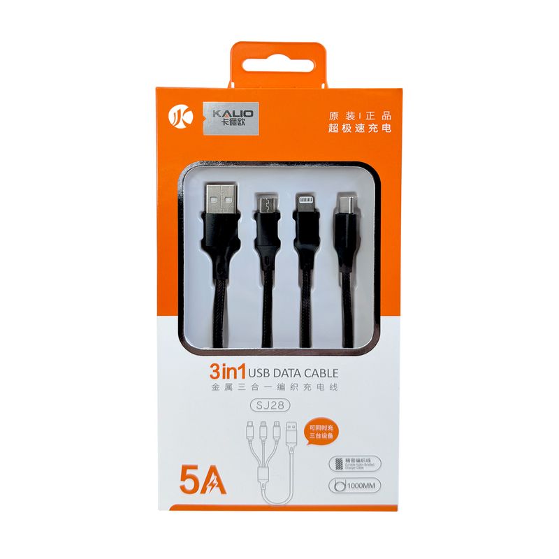 GENERICO - Cable para celular carga rápida 3 en 1 tipo c/ v8 / lightning