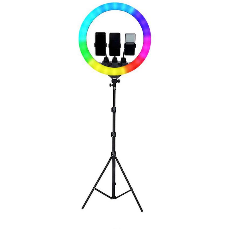 GENERICO - ARO DE LUZ LED RGB 45CM PROFESIONAL + TRIPODE 2.1M 360 + CONTROL