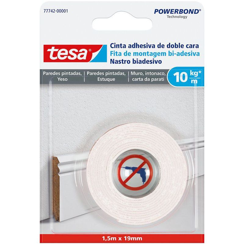 TESA - Cinta doble faz paredes pintadas 1.5mx19mm