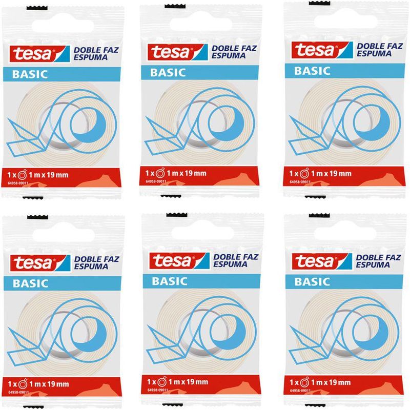 TESA - Cinta doble faz espuma 19mm x 1m basic tesa x 6 uds