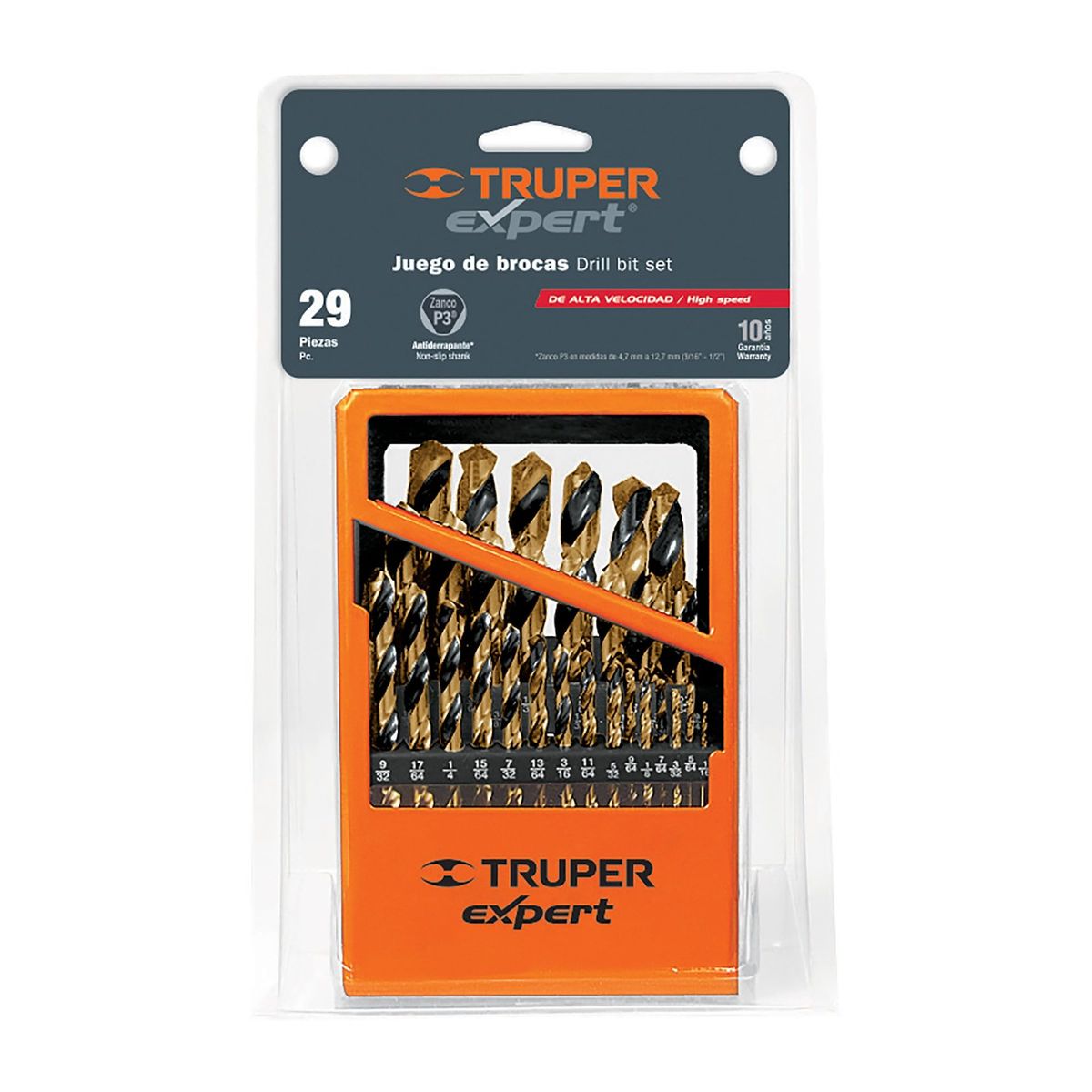 TRUPER - Juego De 29 Brocas Acero Rápido Para Metal Madera Y Plástico Truper
