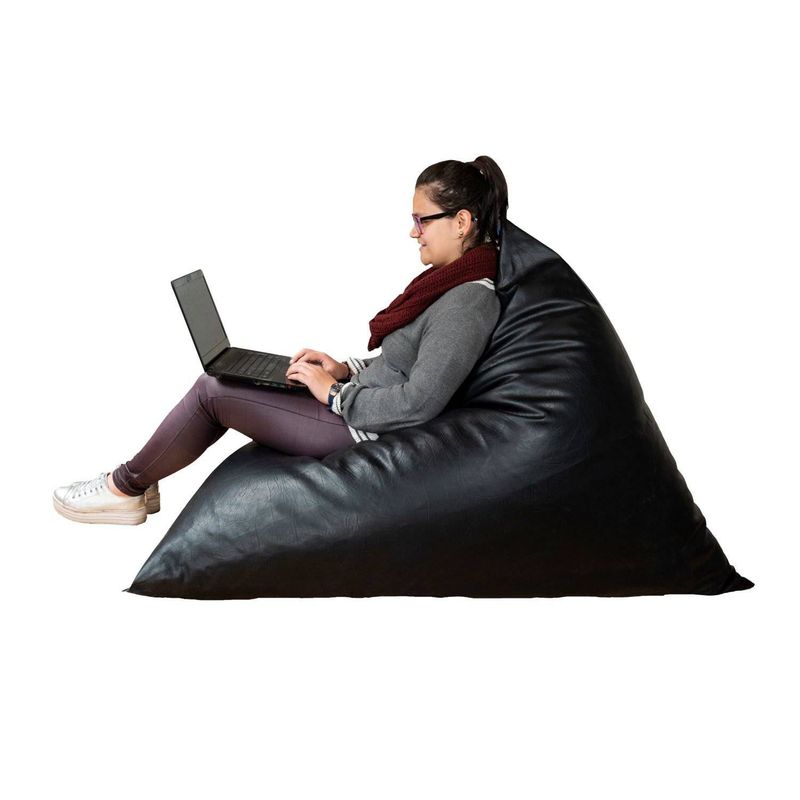 ESTILO RELAX - Silla Puff Edge En Cuero Sintético - Talla M - Negro
