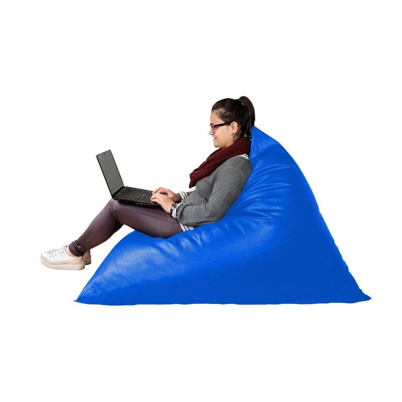 ESTILO RELAX - Silla Puff Edge En Cuero Sintético - Talla M - Azul