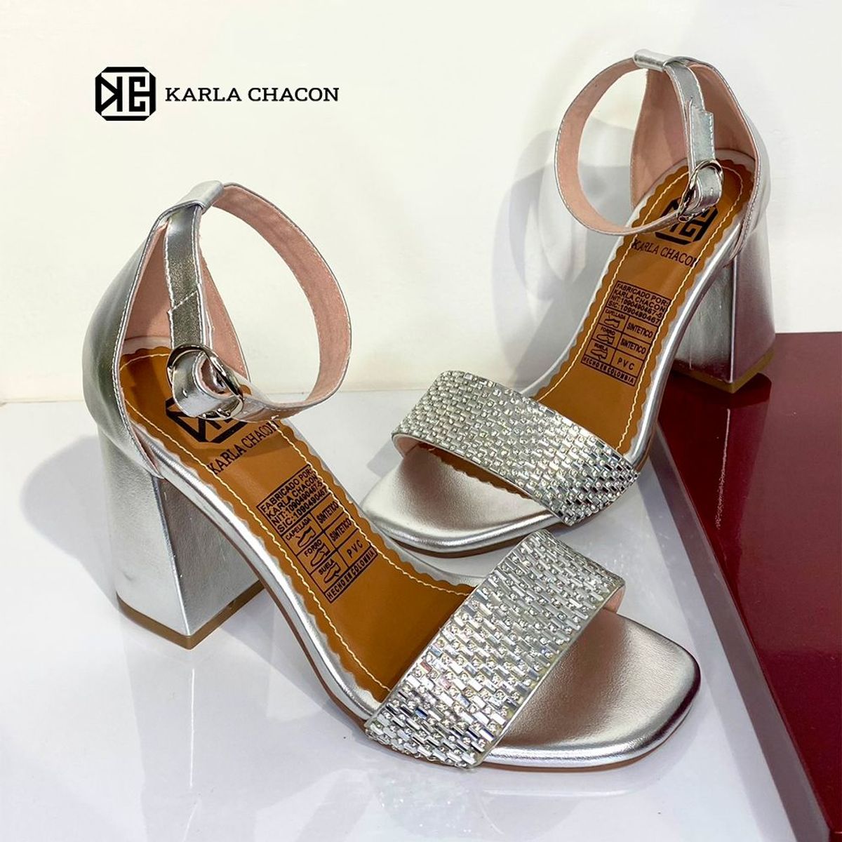 KARLA CHACON - Sandalia De Tacon Dama Mujer Karla Chacon Melody Plata