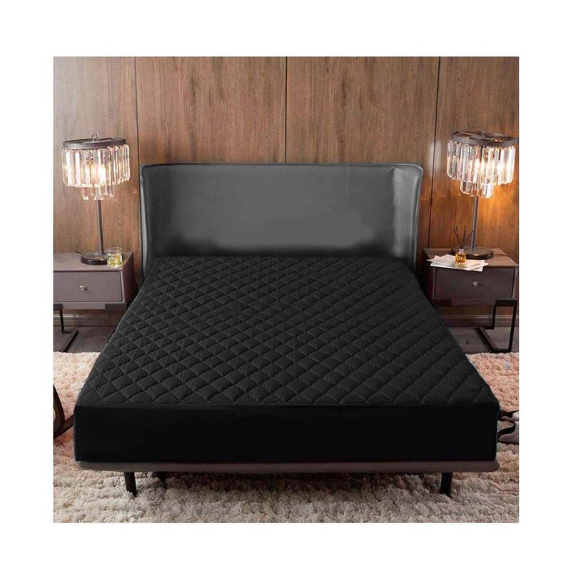LENCICOL - Protector Colchón Queen 40cm de Alto Acolchado Negro