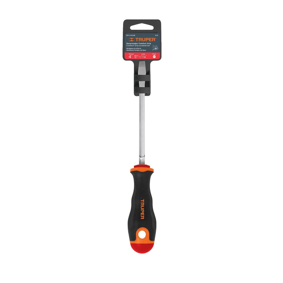 TRUPER - Destornillador De Pala 1/4" X 4", Comfort Grip Truper