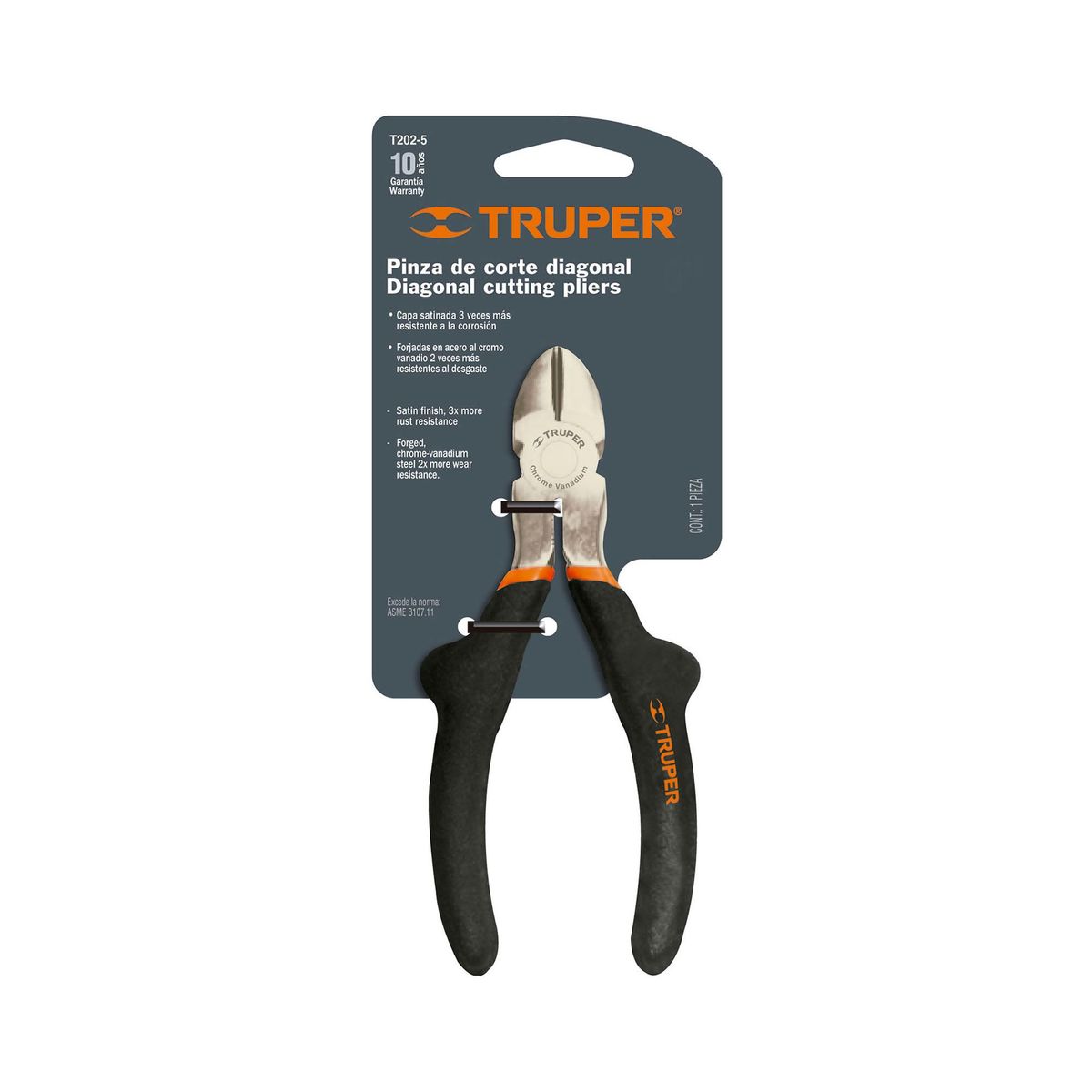 TRUPER - Alicate Corta Frío De 7" Uso Profesional, Mango De Pvc Truper
