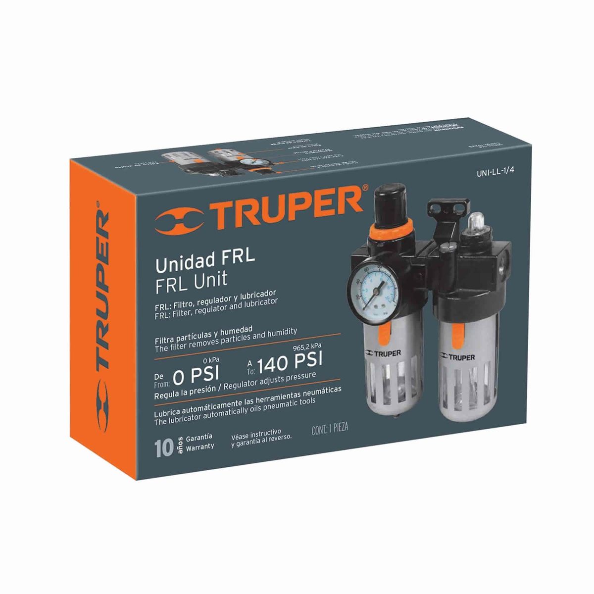 TRUPER - Unidad De Mantenimiento Y Lubricación, 140 Psi, 1/4 Npt Truper