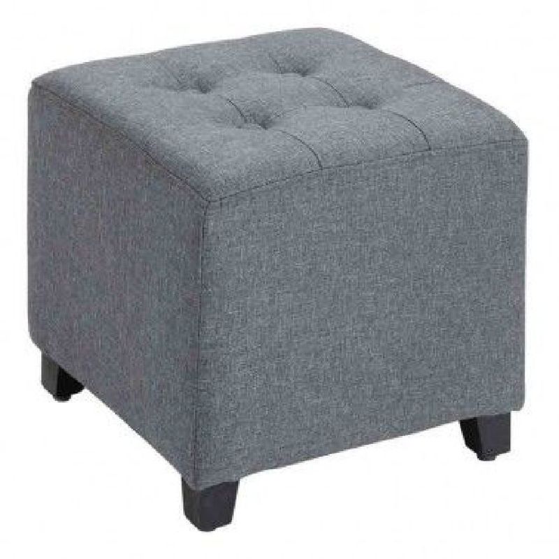 ESTILO RELAX - Puff Reposapies Tapizado en Microfibra - Gris