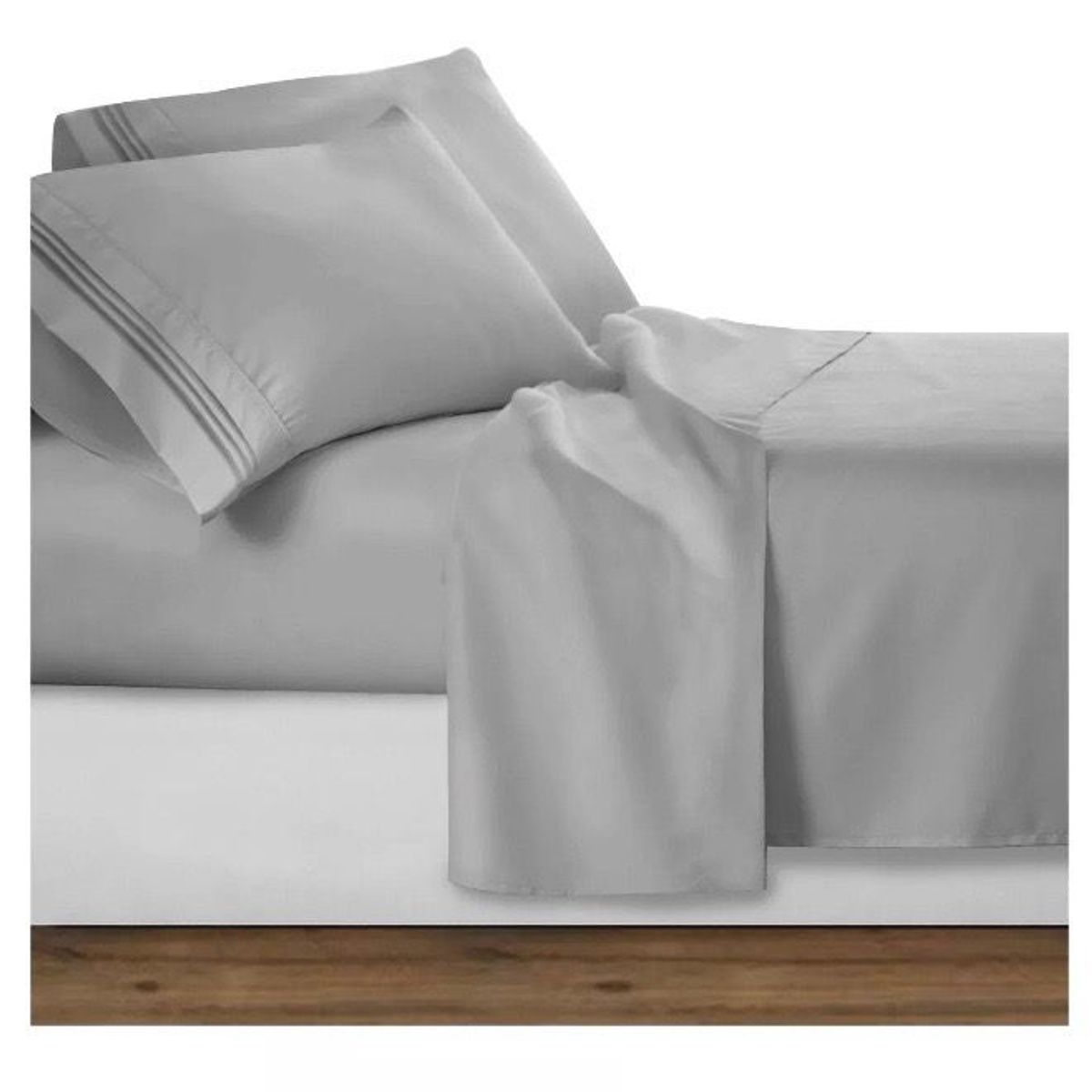 BEDLIFE - Juego De Sábanas Queen Gris Claro 1.800 Hilos Bedlife