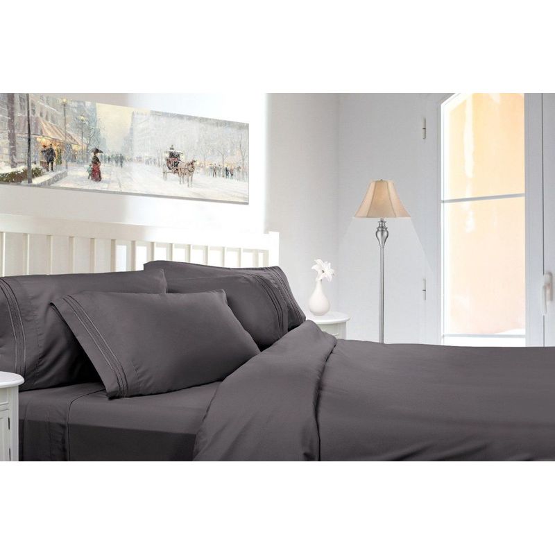 BEDLIFE - Juego De Sábanas Sencillo Gris Oscuro 1.800 Hilos Bedlife