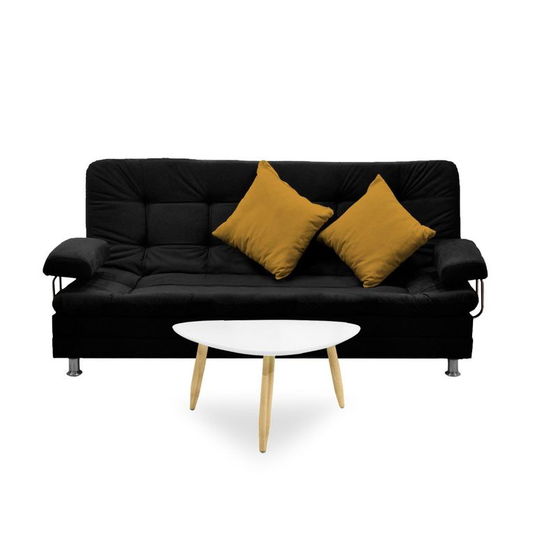 INDUSTRIAL BASESTILOS - Sofá Cama Cooper Negro cojines mesa patas de  metal