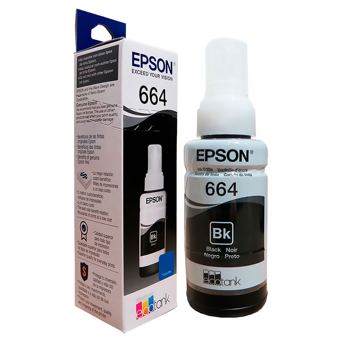 EPSON - Tinta Epson 664 Negra para impresoras l210 l355 l365 l455 l555 l1300