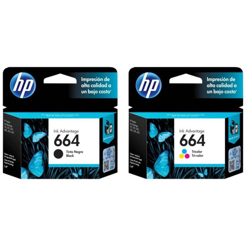 HP - Cartucho 664 Hp negro y tricolor para impresoras 2135 2675