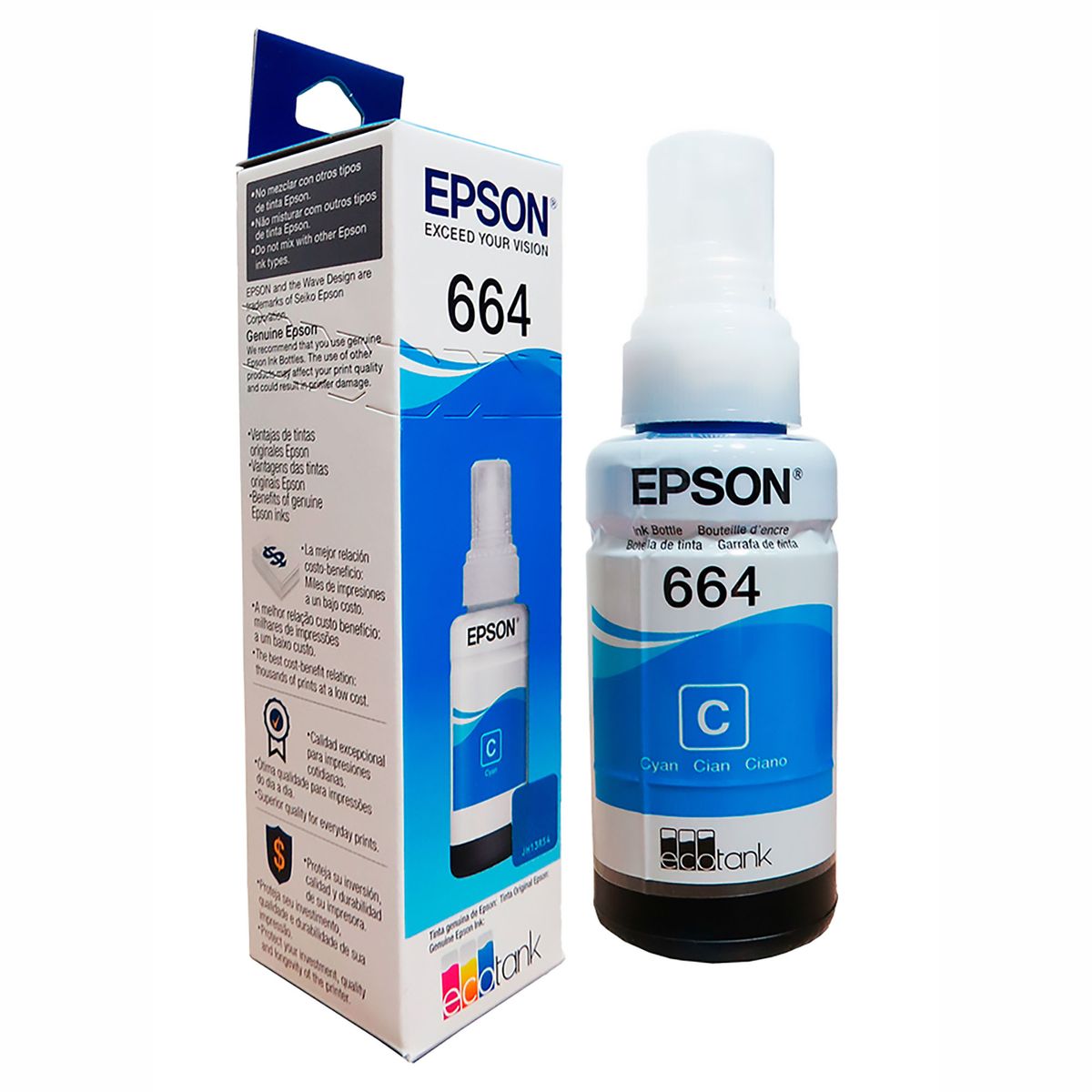 EPSON - Tinta Epson 664 para impresora Epson L210 L355 L555 cian original