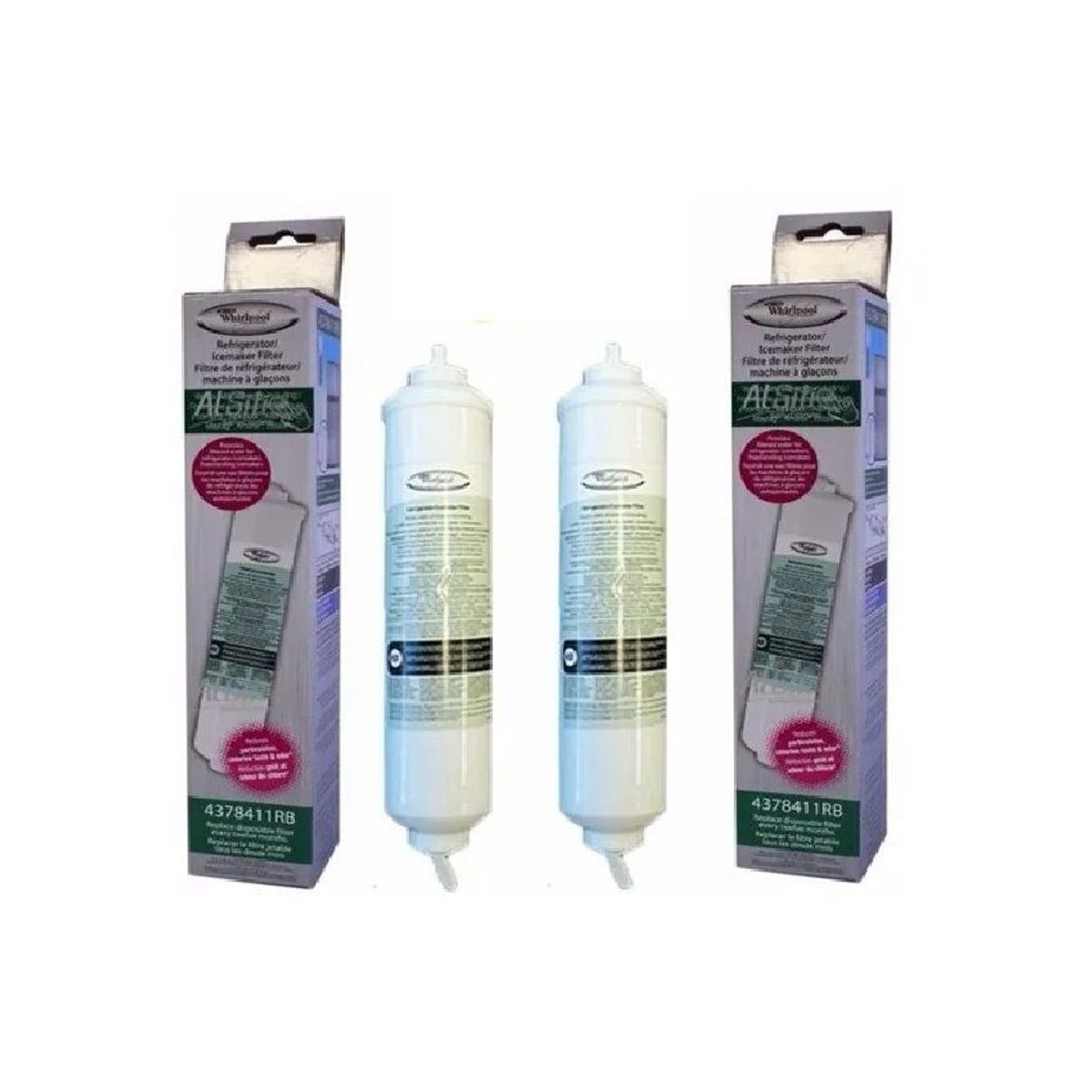 WHIRLPOOL - 2 filtros de agua para nevera whirpool 4378411rb externo
