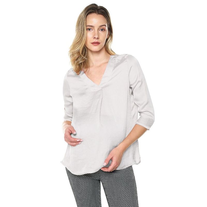 MOMS CLOSET - Blusa Maternidad Pechera Cruzada Hueso Moms Closet