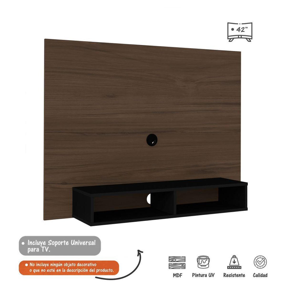 BERTOLINI - Mueble Panel para tv hasta 42” 120cm Incluye soporte de TV