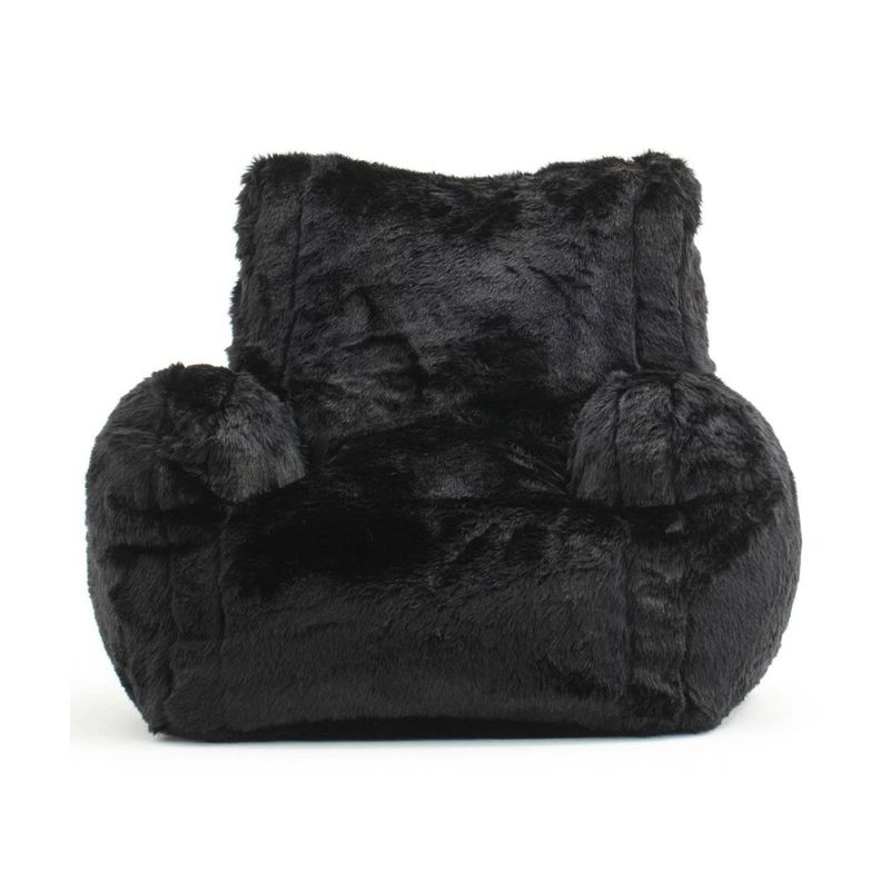 ESTILO RELAX - Sillon Puff King en Peluche Ultrasuave - Negro