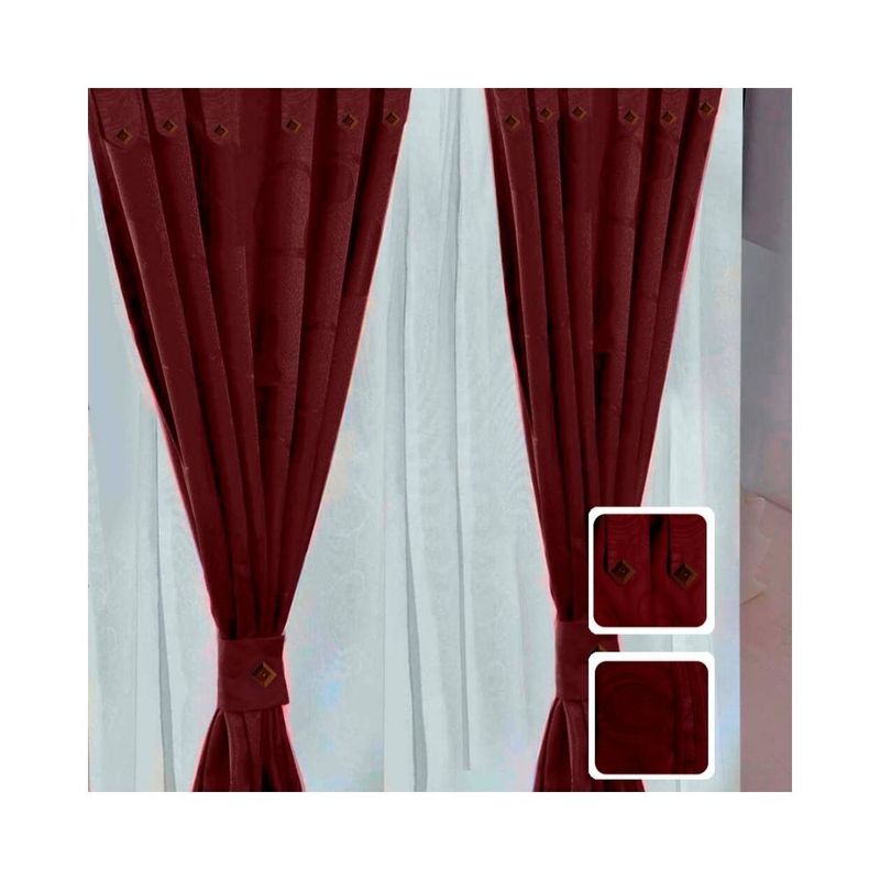 LENCICOL - Cortina Jacquard Vino tinto 280cm200cm