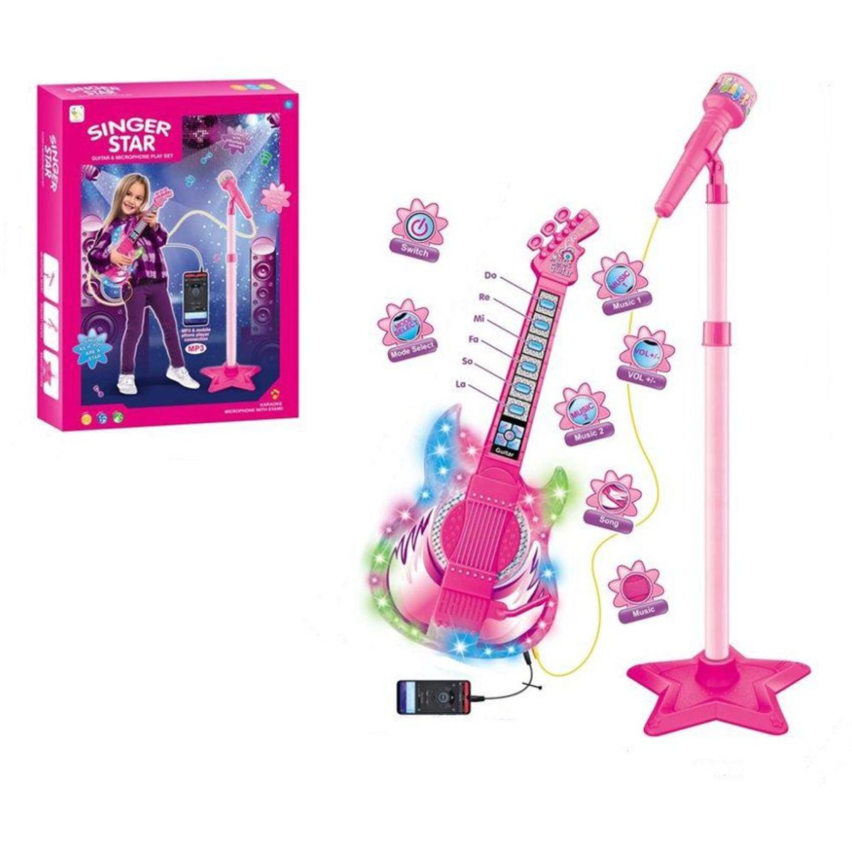 JUGUETELANDIA - MICROFONO Y GUITARRA CAJA