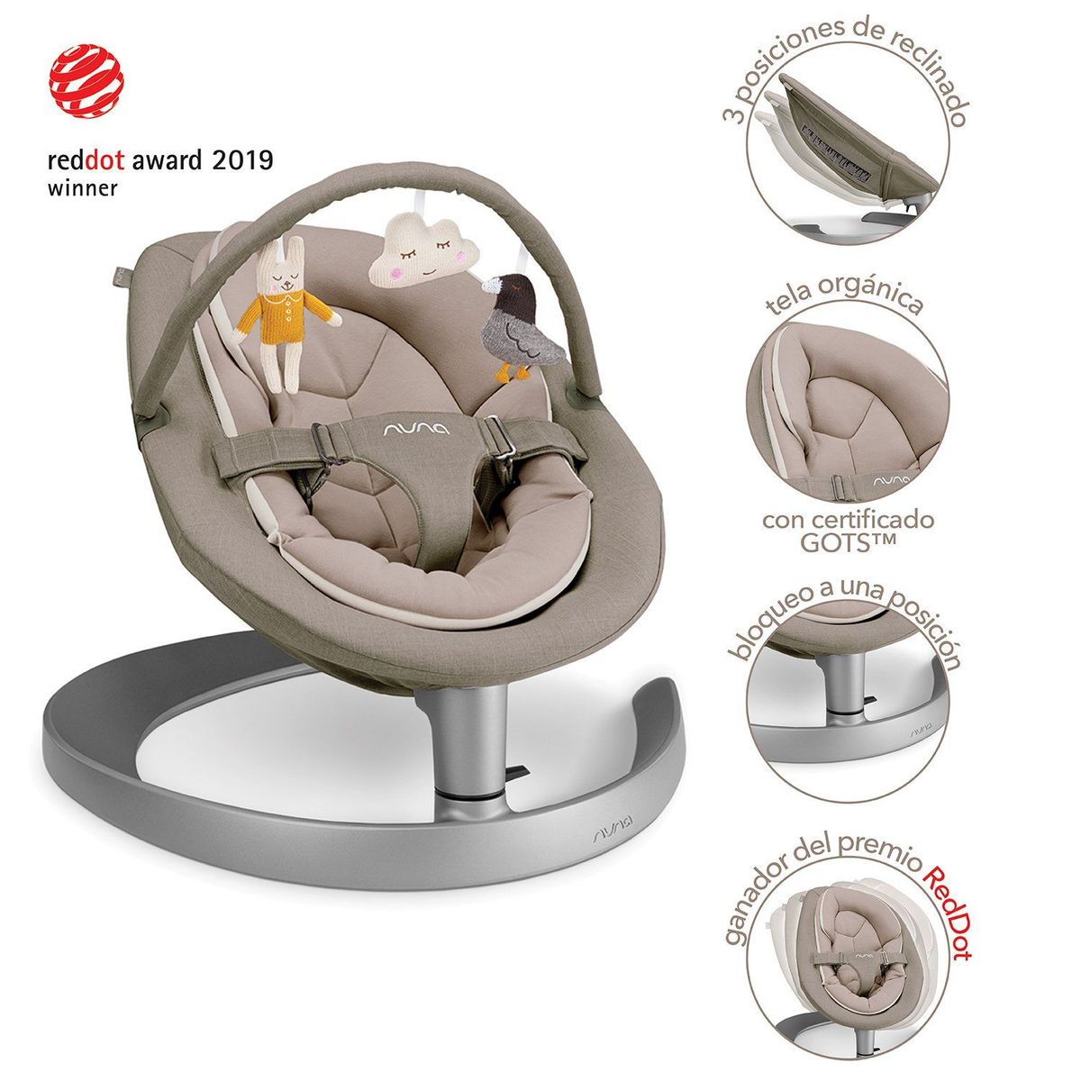 NUNA - Silla Mecedora Bebe Nuna Leaf Grow Biscotti