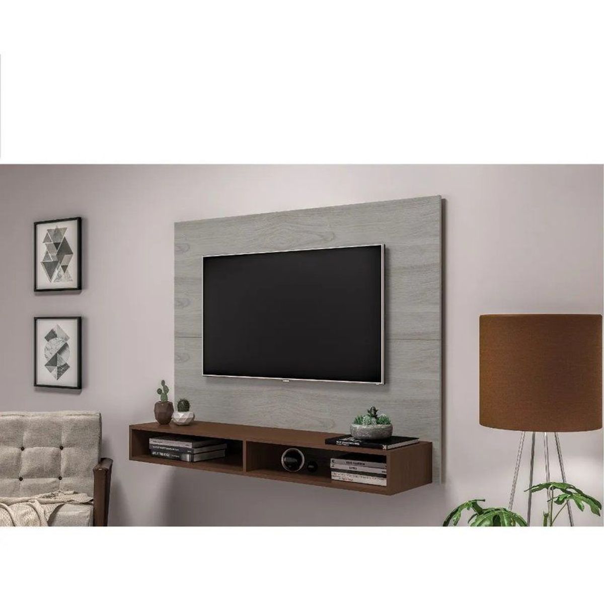 MULTIMOVEIS - Panel tv de 55 con doble repisa