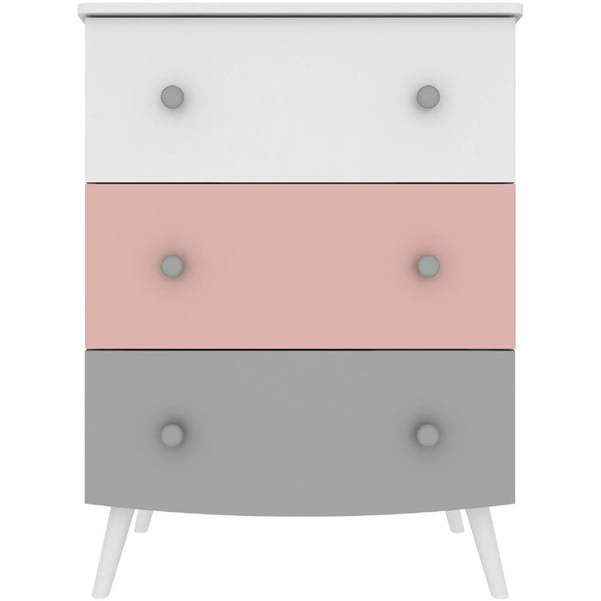 MULTI MOVEIS - Comoda 3 cajones blanco/gris/rosa para bebe