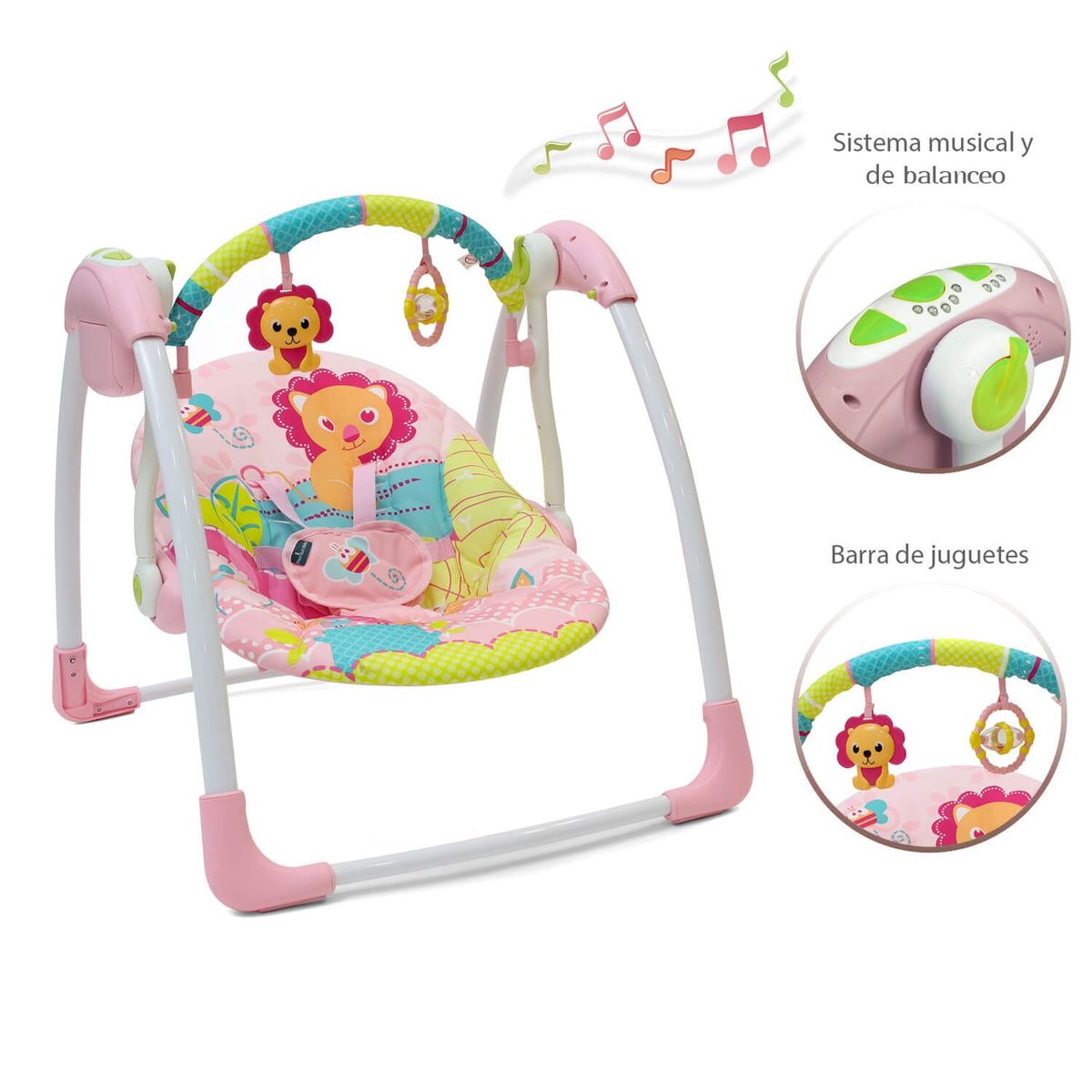 PREMIUM BABY - Columpio Mecedora Bebe Portátil PB2025 Premium Baby Rosa