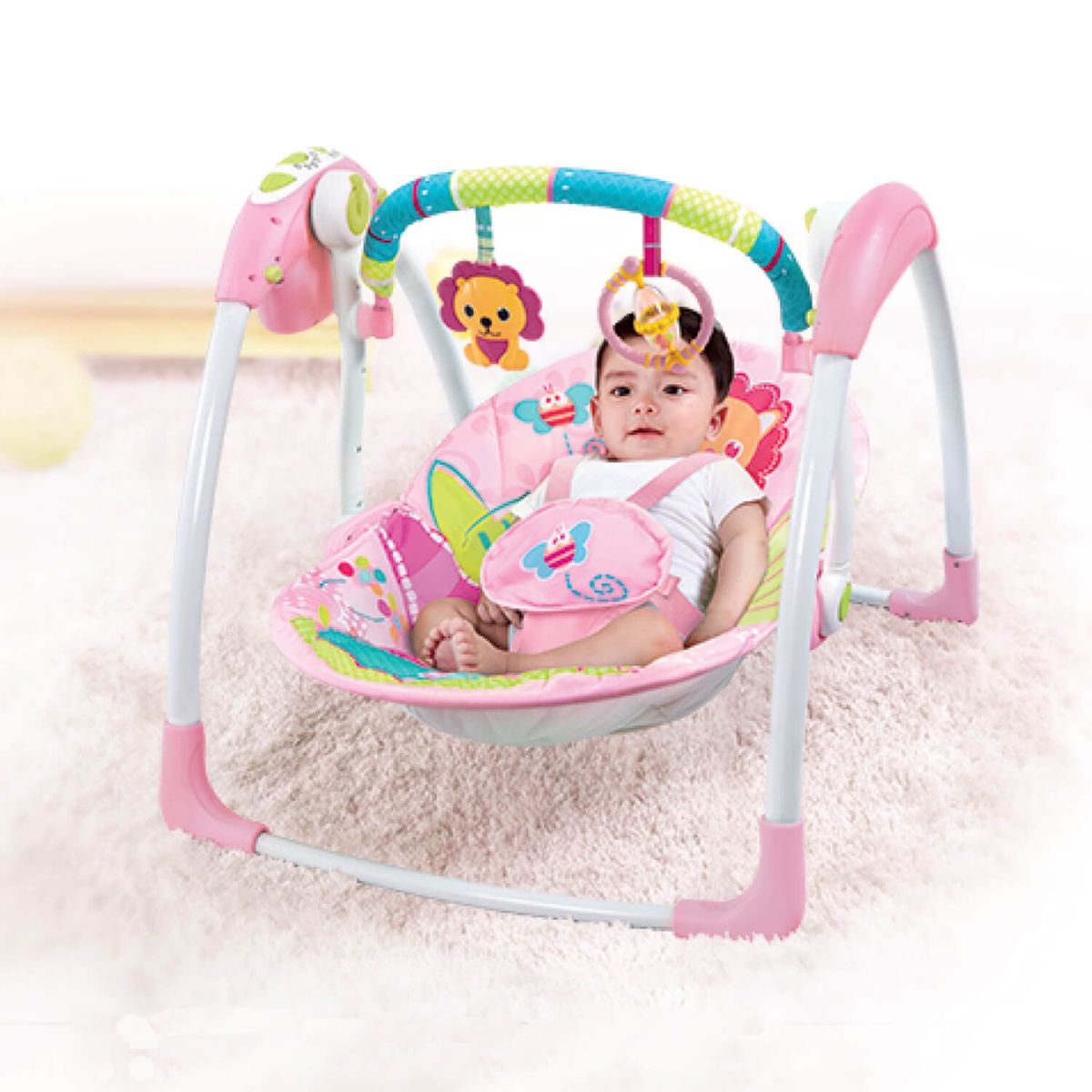 PREMIUM BABY - Columpio Mecedora Bebe Portátil PB2025 Premium Baby Rosa