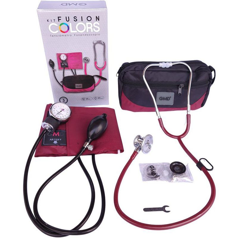 GMD - Kit tenciómetro y fonendoscopio fusion negro con vinotinto