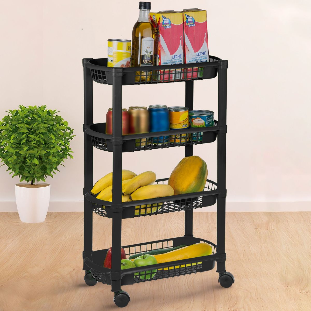 PLASTICOS MQ - Canastilla Rectangular Multiusos 4 Niveles Marca Mq