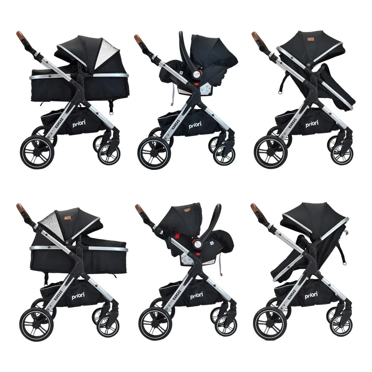 PRIORI - Coche bebe Kansas Priori 4en1 Negro