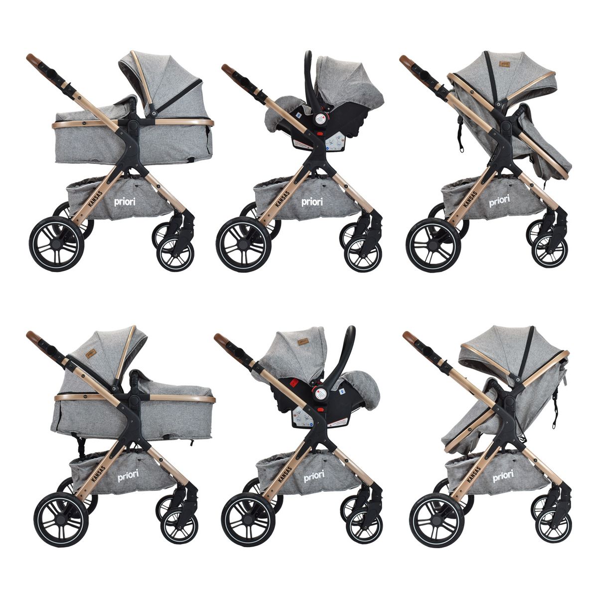 PRIORI - Coche bebe Kansas Priori 4en1 Gris