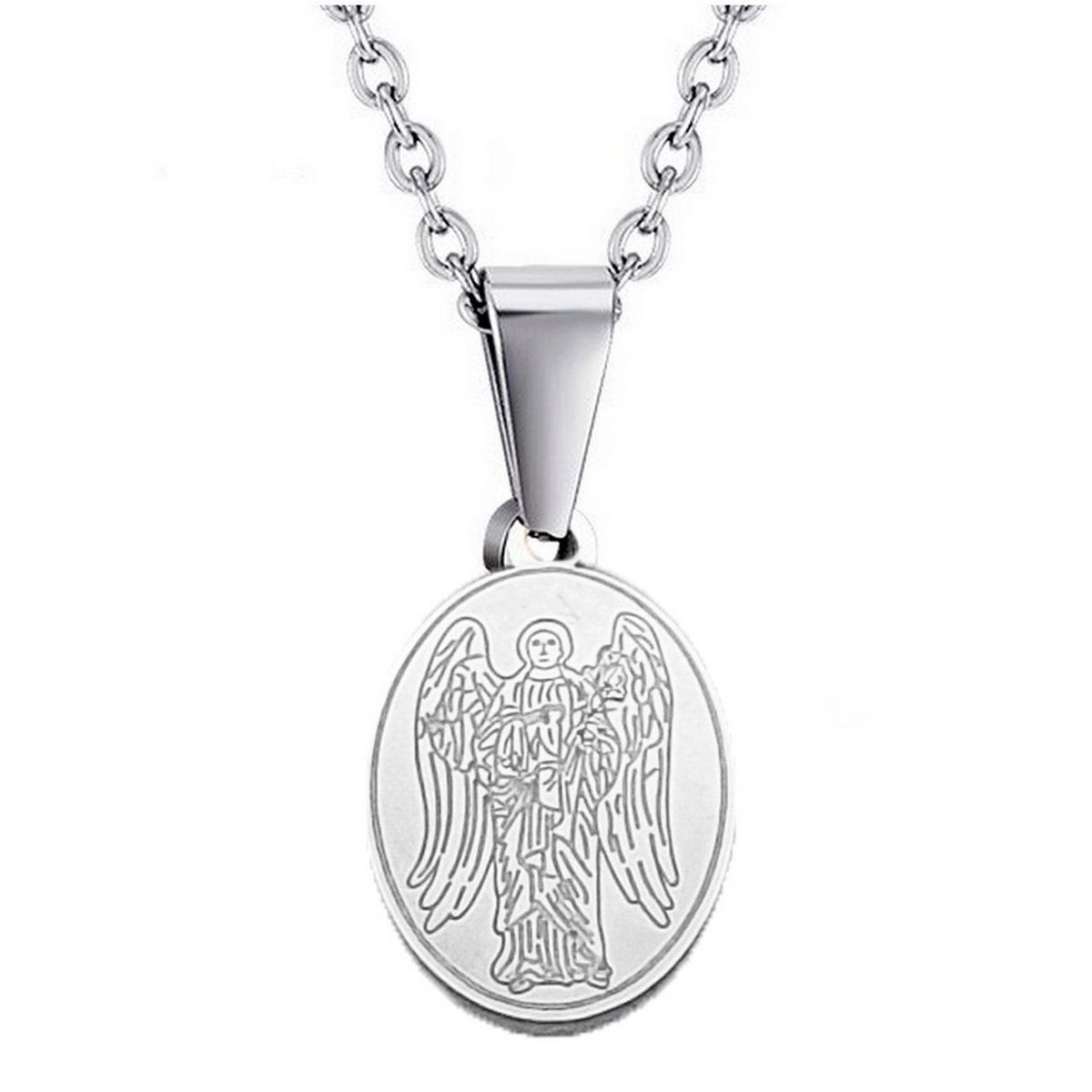 DAYOSHOP - Collar Medalla Angel De La Guarda Protecciòn Acero  Estuche_.