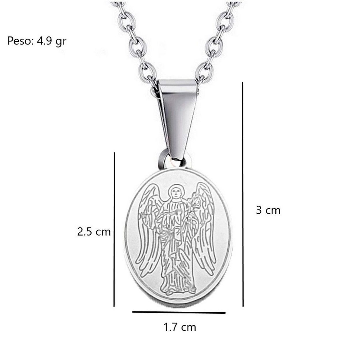 DAYOSHOP - Collar Medalla Angel De La Guarda Protecciòn Acero  Estuche_.