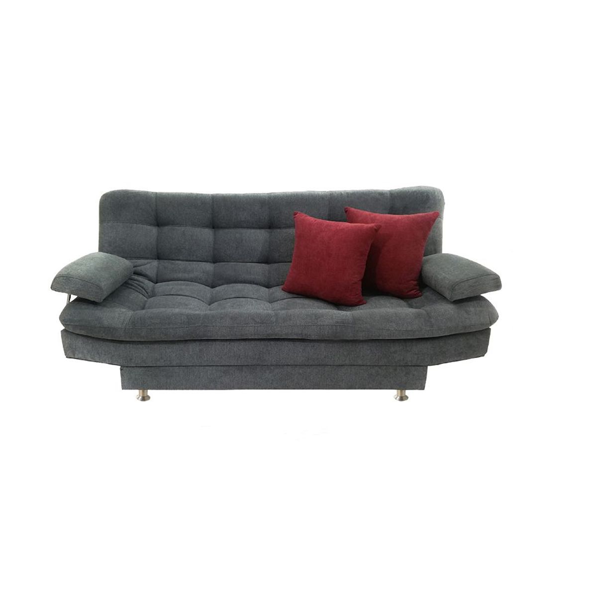 INDUSTRIAL BASESTILOS - Sofá Cama Moltochic CB Lino Gris Osc cojines Vino pata metálica
